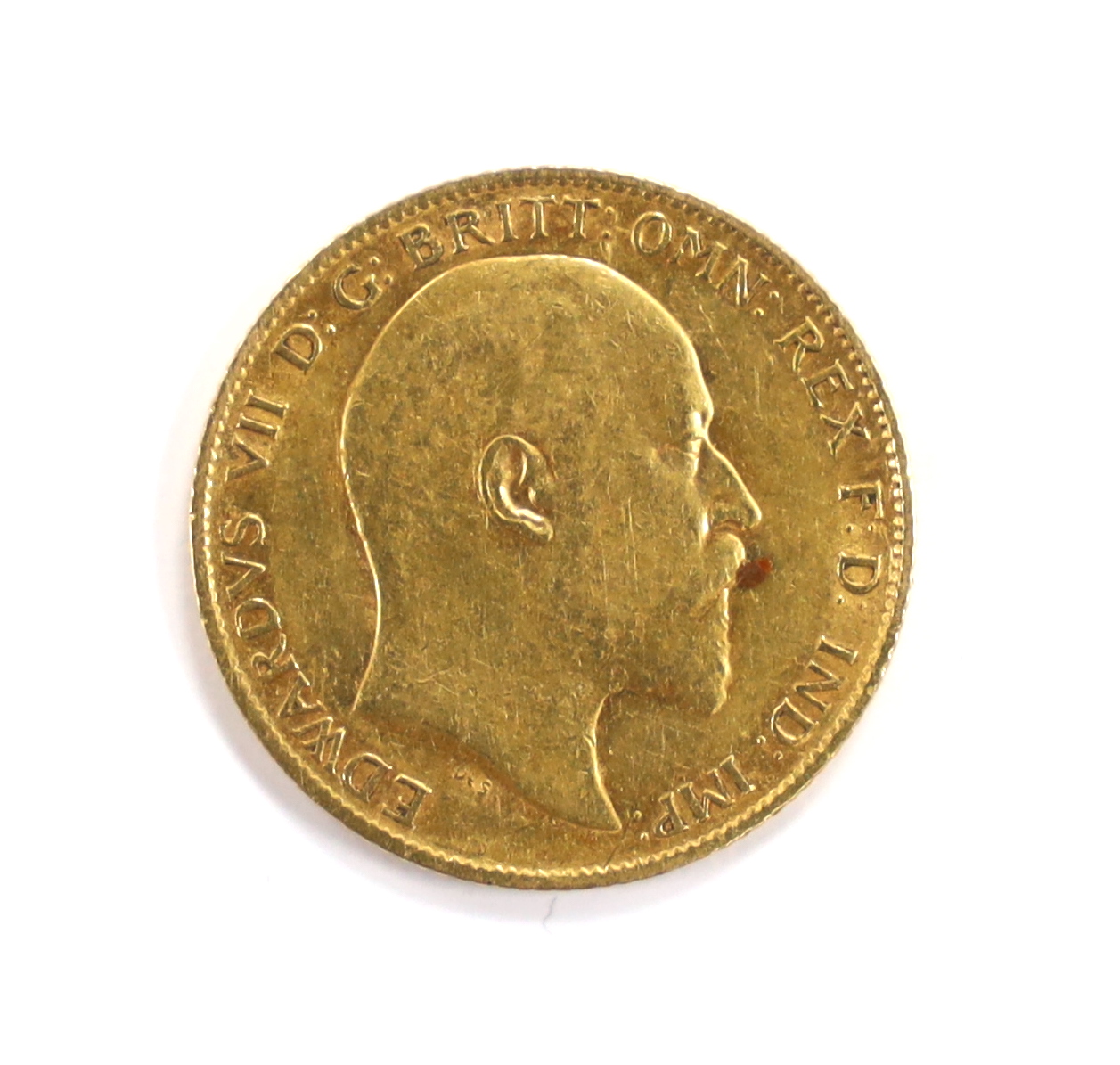 British gold coins, An Edward VII gold half sovereign, 1907, about VF